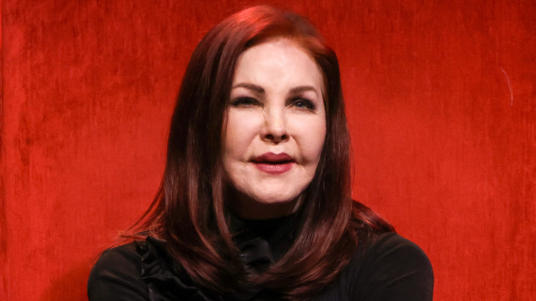 Priscilla Presley speaking during a show in Las Vegas in November 2024