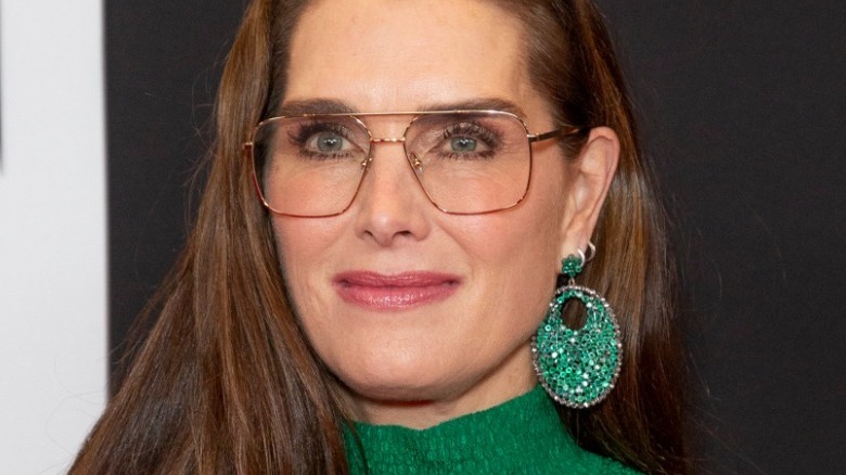 Brooke Shields half smiling