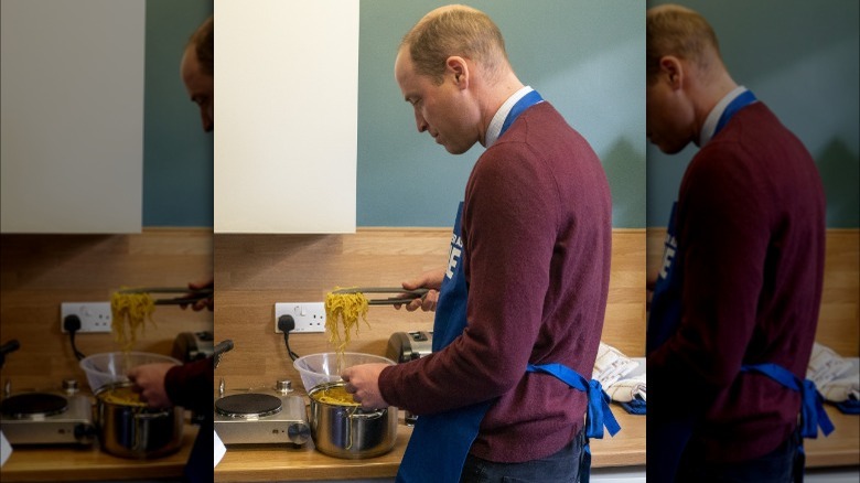 Prince William cooks pasta 