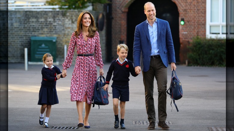 Kate Middleton and Prince William drop off George and Charlotte at Thomas's Battersea 