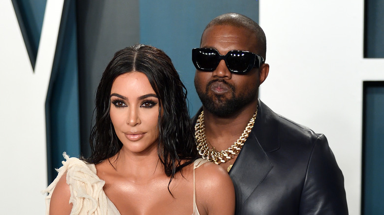 Kanye West and Kim Kardashian posing together
