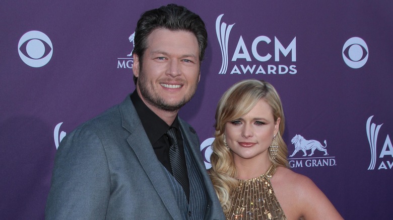 Blake Shelton with Miranda Lambert on red carpet