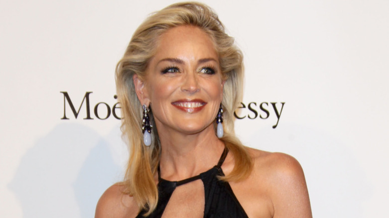 Sharon Stone smiling in Milan