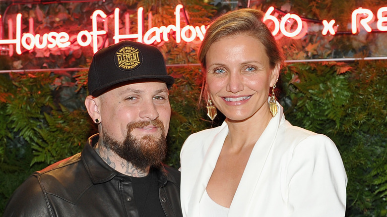 Cameron Diaz and Benji Madden smiling