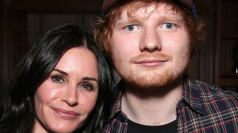 Friends Courteney Cox and Ed Sheeran pose together