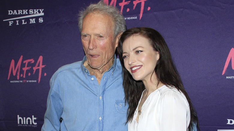 Clint Eastwood and Francesca Eastwood pose together in 2017
