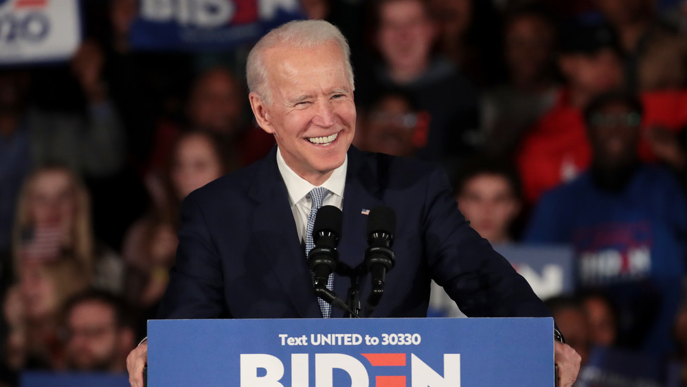 Joe Biden speaking to his supporters