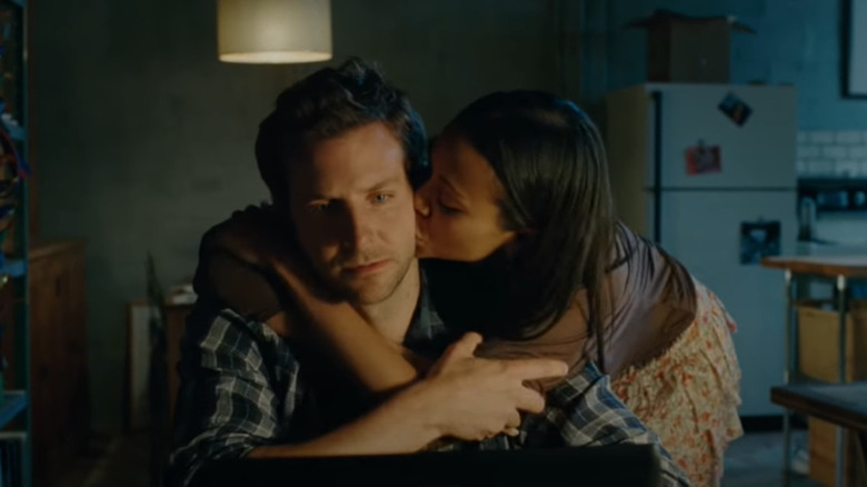 Zoë Saldaña and Bradley Cooper filming "The Words"
