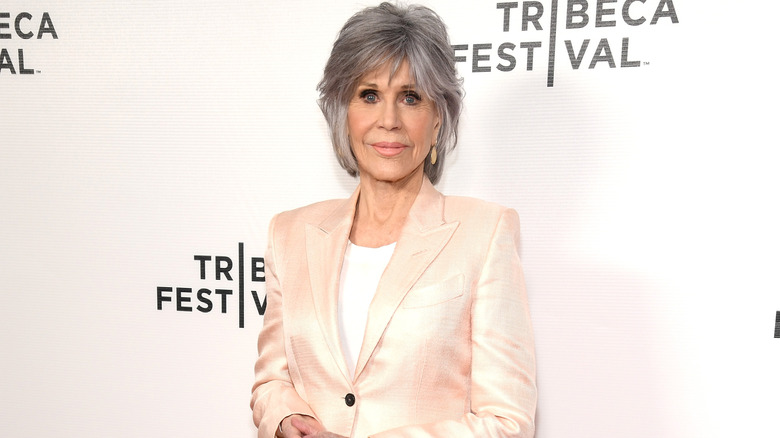Jane Fonda in a pink suit