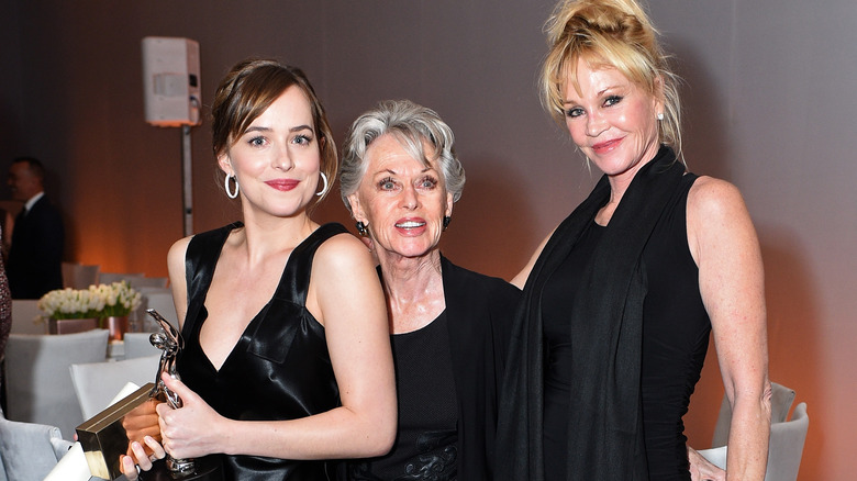 Dakota Johnson Tippie Hedren Melanie Griffith black dress