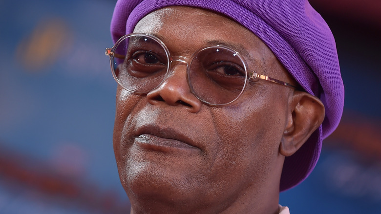 Samuel l jackson in purple beret 