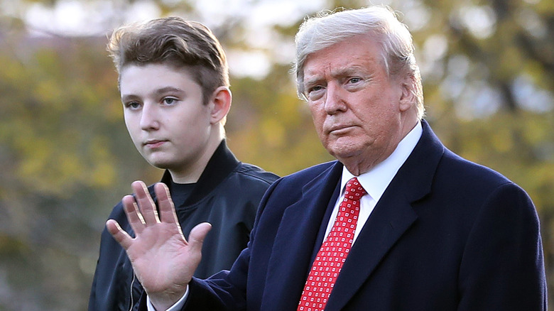 Barron walking with Donald Trump