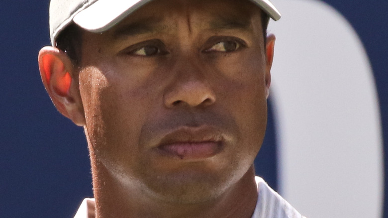 Tiger Woods looking pensive
