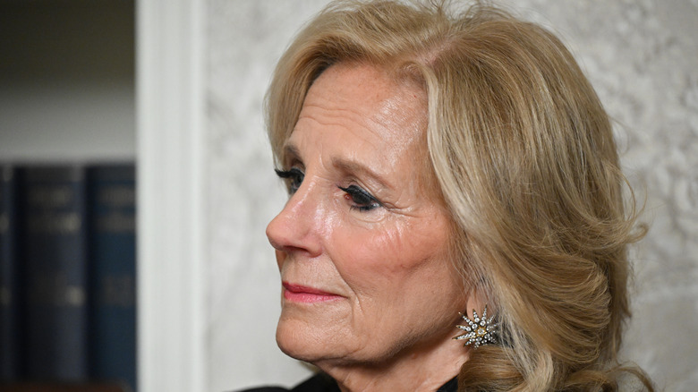 Jill Biden looking solemn