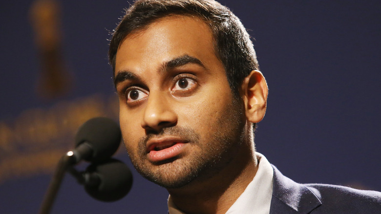 Aziz Ansari during a Golden Globe announcement
