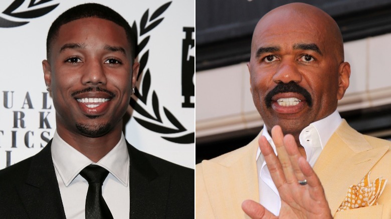Steve Harvey and Michael B. Jordan smiling
