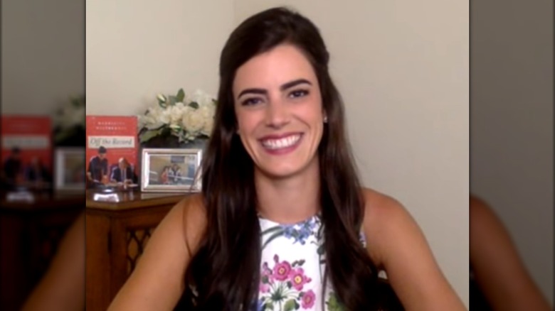 Still of Madeleine Westerhout smiling during an interview with Eric Bolling