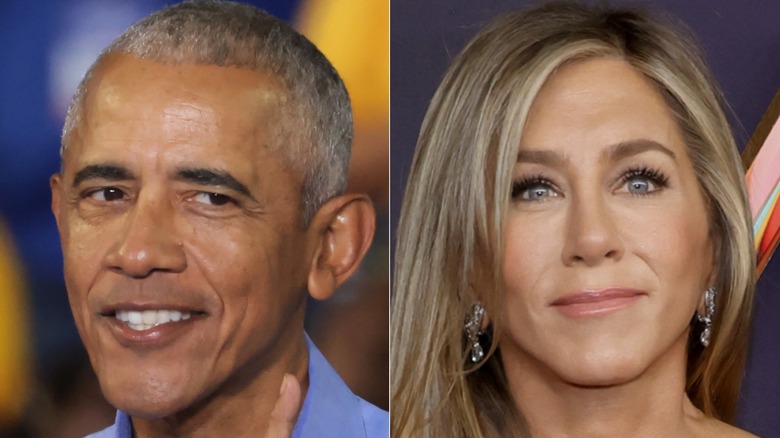 Side by side of Barack Obama and Jennifer Aniston