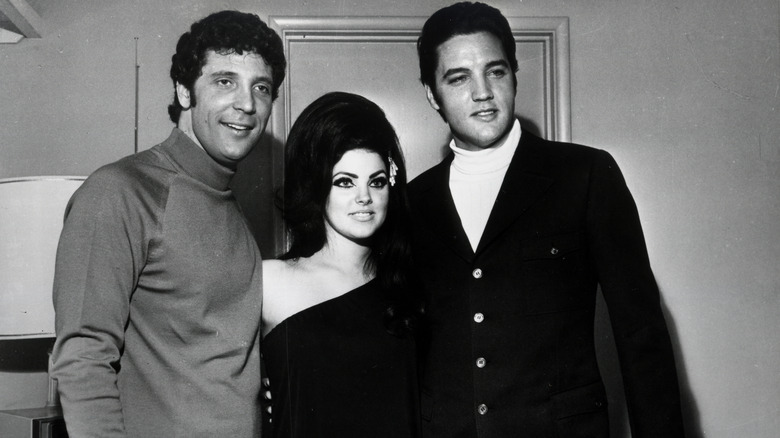 Tom Jones with Priscilla and Elvis Presley.