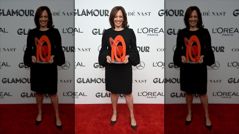 Kamala Harris wearing a black dress