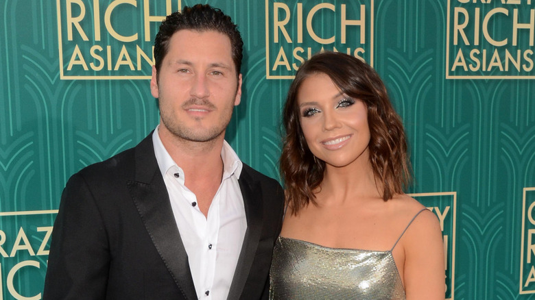 Val Chmerkovskiy and Jenna Johnson at a movie premiere