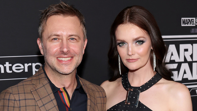 Chris Hardwick with Lydia Hearst both smiling
