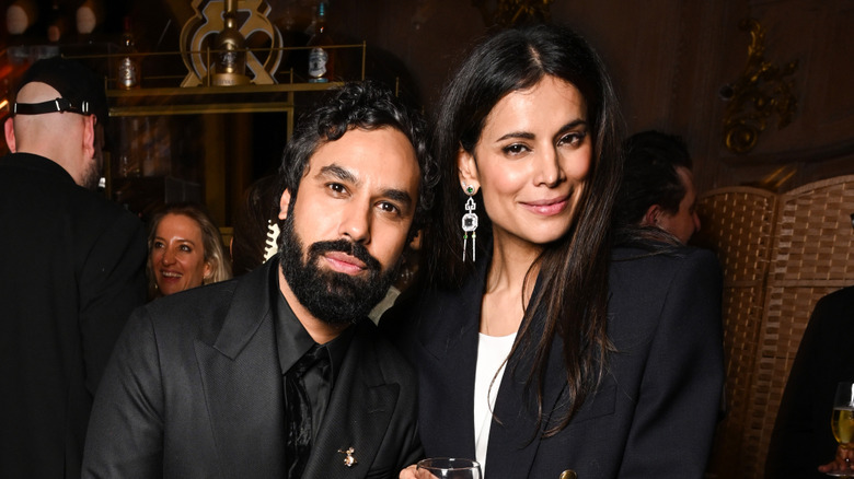 Kunal Nayyar and Neha Kapur attend the 2025 world premiere of Christmas Karma