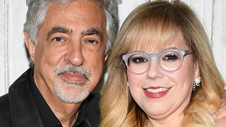 Joe Mantegna and Kirsten Vangsness posing