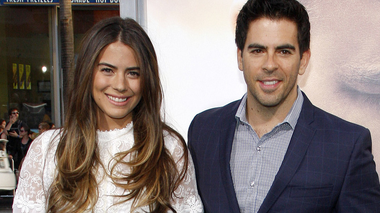 Lorenza Izzo and Eli Roth smiling