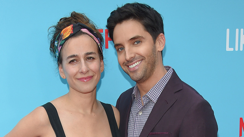 Lucia Aniello and Paul W. Downs posing together