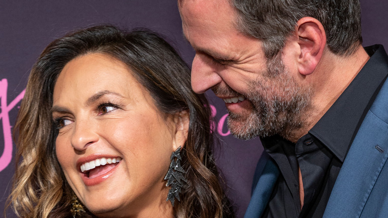 Mariska Hargitay and Peter Hermann laughing together