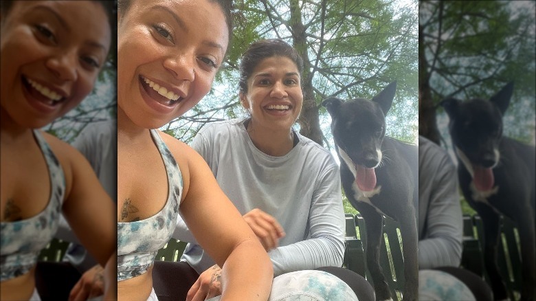 Shalita Grant and Jag Aguilar selfie with their dog