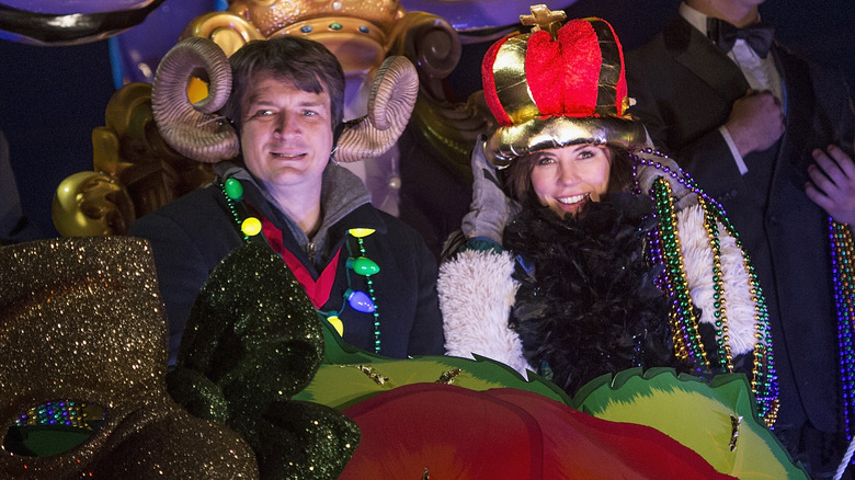 Nathan Fillion and Krista Allen at Mardi Gras