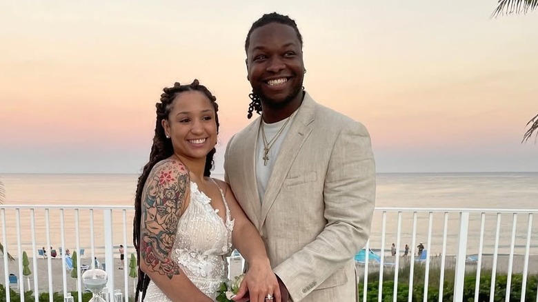 Chris and Gabby Lee at their wedding ceremony