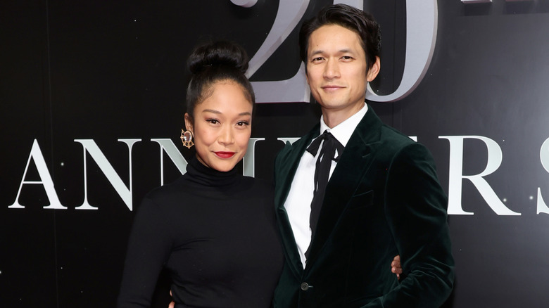 Harry Shum Jr. and Shelby Rabara in black on the red carpet