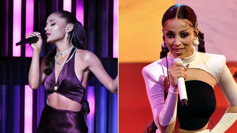 Ariana Grande and Doja Cat performing