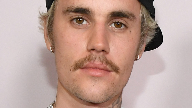 Justin Bieber with a mustache
