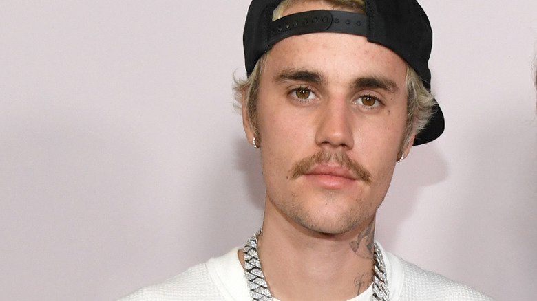 Justin Bieber with a mustache