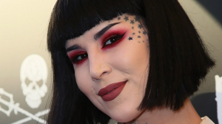 Kat Von D star tattoos on face 