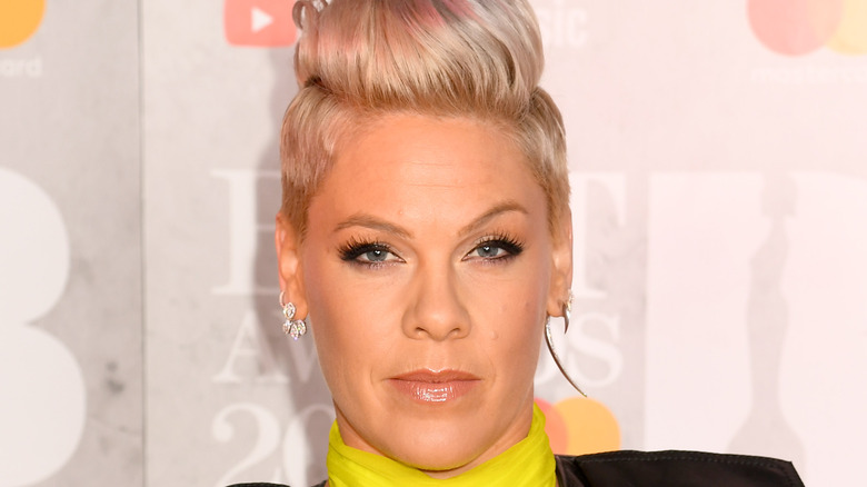 Pink poses at the BRIT awards