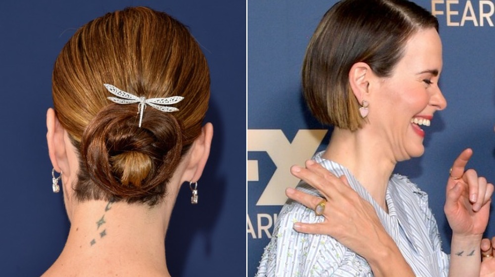 Sarah Paulson neck and wrist tattoos