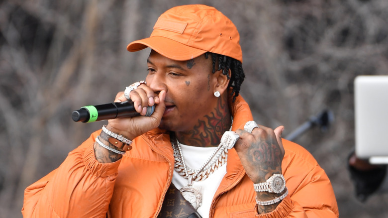 Rapper Moneybagg Yo performs onstage during Black Male Voter Project "It's The Vote For Me, Turn Up & Turnout The Vote" drive-in concert