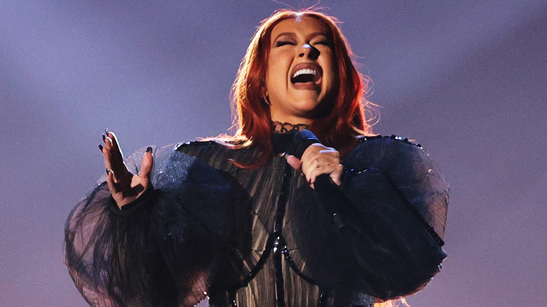 Christina Aguilera performing at an event 