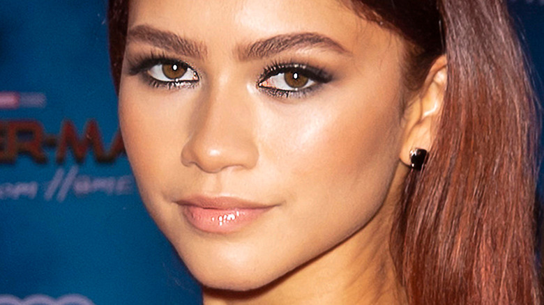 Zendaya poses and wears stud earrings