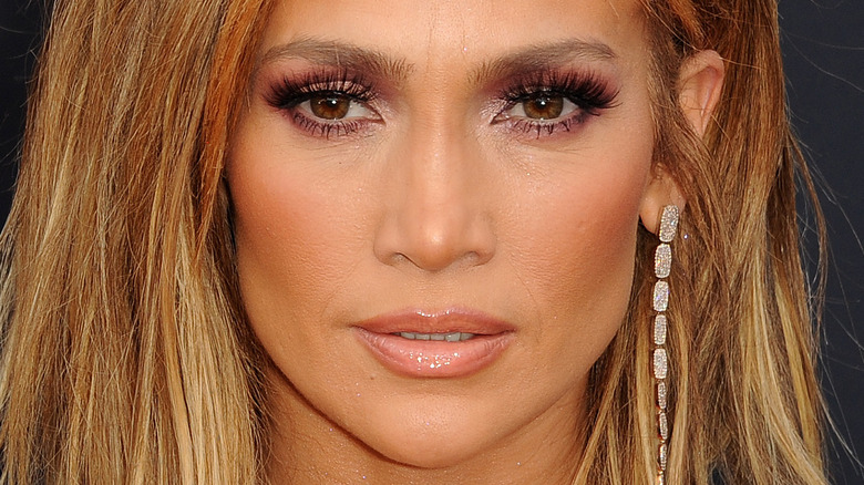Jennifer Lopez with a serious expression