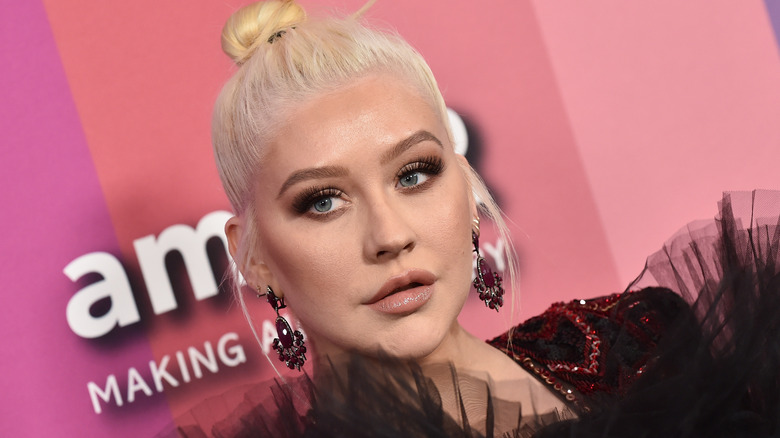 Christina Aguilera arriving at the amFAR Gala Los Angeles 2019.