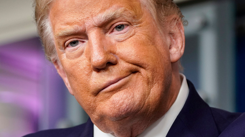 Donald Trump lip quirked up
