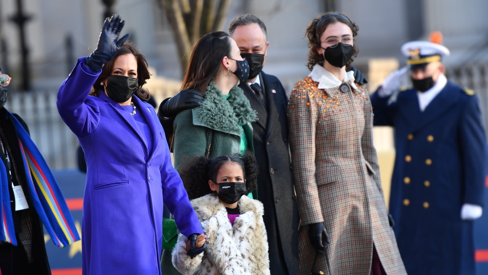 Kamala Harris and family during the Inauguration Day parade