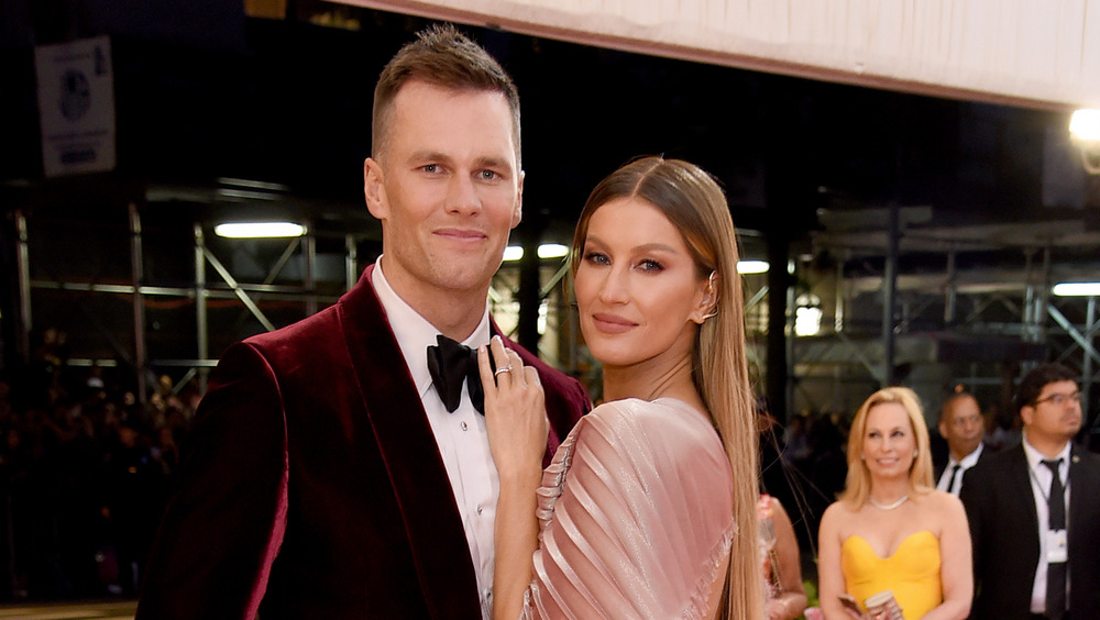 Gisele Bundchen posing with husband Tom Brady
