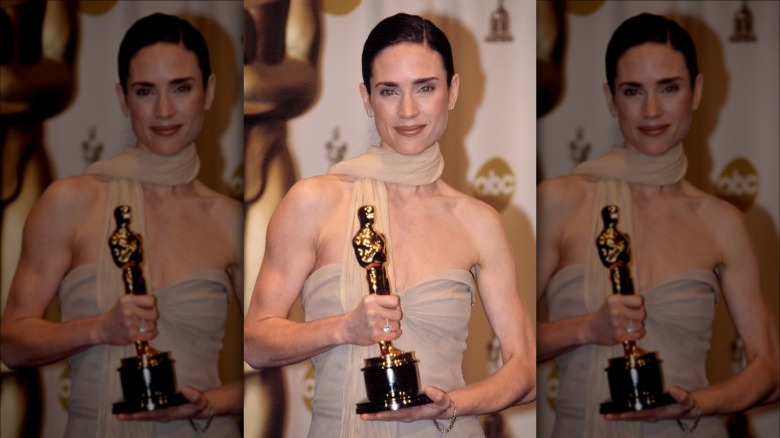 Jennifer Connelly holding an Oscar